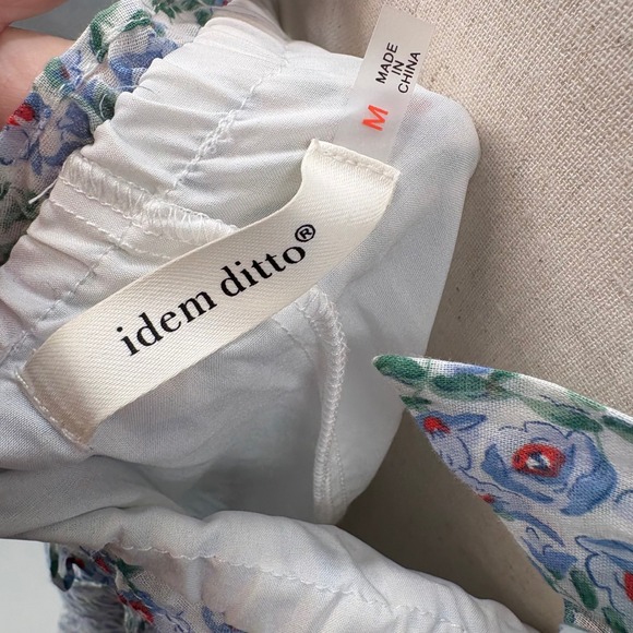 Idem Ditto Floral Tiered Mini Dress Tie Strap Cotton Womens Medium - Picture 6 of 6